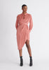 Paisie Asymmetric Hem Shirt Dress in Coral Pink